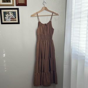 Baltic Born Brown Spaghetti Strap Midi Dress